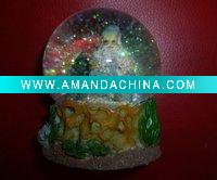 Wholesale crystal music box w/santa&snow&light for christmas gift, home decoration