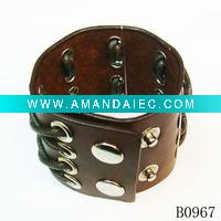 Wholesale men's genuine leather bracelet/wide brown bracelet/big bracelet