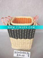 Wholesale Rattan and veneer and paper rope gift storage basket set of 3