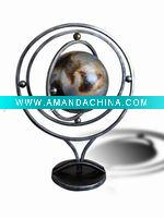 Wholesale three-circled art metal stand gemstone globe
