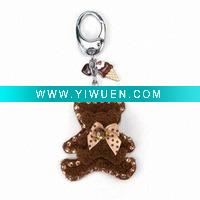 Wholesale Crystal Keychain with Teddy Bear-shaped Charms