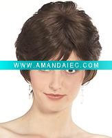 Wholesale synthetic fiber brown remy human hair or synthetic wigs