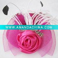 Wholesale fashion Flowers feathers shaped gauze crape hair accessories /hairpin /hair clip