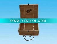 Wholesale natural pine wood wine gift box with hinged lid for 6 bottles