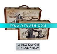 Wholesale wood suitcase with canvas printing