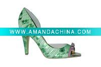 Wholesale Lady green peep toe shoes