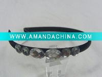 Wholesale Fashion satin covered plastic headband with rhinestones