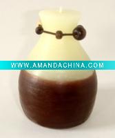 Wholesale brown/crean bottle shape candle