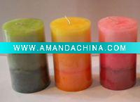 Wholesale 2x3" scented pillar candle with 3 layers