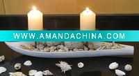 Wholesale Wooden leaf-shaped candholder with 2 iron tray