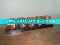 Wholesale Wooden candlhollder with 5 glasses