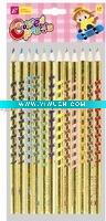 Wholesale 7'-12pcs foiling print pencils, with one end sharpened, with opp pack