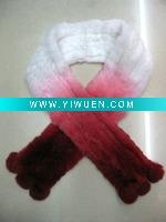 Wholesale rex rabbit fur with gradual changed colors scarf (white and pink)