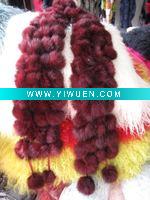 Wholesale rabbit fur balls scarf W001 (win red)