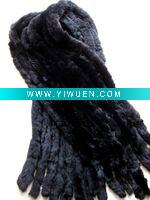 Wholesale eight lines rex rabbit fur scarf W002 (black)