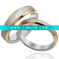 Wholesale Fashion Jewelry Titanium 304L / 316L Stainless Steel Ring gold Aureate edge frosting couple rings new style OEM GJ158