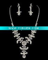 Wholesale Glass, Alloy Costume Jewelry Set, Necklace & Earrings/Wedding Bridal jewelry