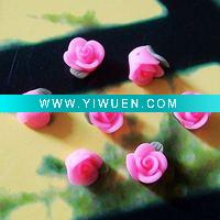 Charming Polymer Clay Pink Rose Beads !!