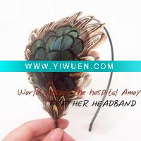 Wholesale REAL PHOTO -- 100% natural peacock feather decoration,handmade feather headband Jessica alba's feather headwear ! HW090039