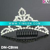 Wholesale Fashion Jewelry Tiara With Rhinestone Metal Comb
