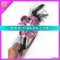 Wholesale Fashion flower with feather sequin headbands