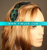 Wholesale REAL PHOTO -- 100% natural peacock feather decoration,handmade feather headband Jessica alba's feather headwear ! HW090042