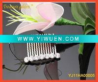 Wholesale Silver Alloy Plated with Rhinestone Hair Comb