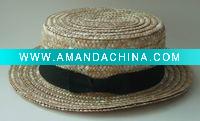(HBK1119) Natural Paper Straw Bucket Hat With Black Polyester Band