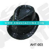 Wholesale fashion black shiny sequins hat