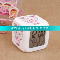 Wholesale 7 Color changing alarm digital clock -christmas day gift