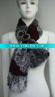 Wholesale Profesional Rabbit Knitting (S-046, Black Snowtop+Dark Red), Fashion Rex Rabbit Fur Scarf