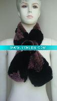 Wholesale Profesional Rabbit Knitting (S-043, Black+Brown), Fashion Rex Rabbit Fur Scarf