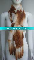 Wholesale Profesional Rabbit Knitting (S-052, White+Brown), Fashion Rex Rabbit Fur Scarf