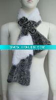 Wholesale Profesional Rabbit Knitting (S-041, Black Snowtop+White), Fashion Rex Rabbit Fur Scarf
