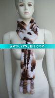 Wholesale Profesional Rabbit Knitting (S-044, White+Brown), Fashion Rex Rabbit Fur Scarf