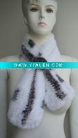 Wholesale Profesional Rabbit Knitting (S-040, White+Grey), Fashion Rex Rabbit Fur Scarf