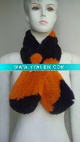 Wholesale Profesional Rabbit Knitting (S-039, Black+Orange), Fashion Rex Rabbit Fur Scarf