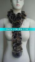 Wholesale Profesional Rabbit Knitting (S-008, Black+Brown), Fashion Rex Rabbit Fur Scarf with Raccoon