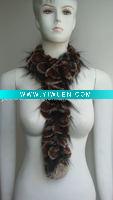 Wholesale Profesional Rabbit Knitting (S-009, Black+Brown), Fashion Rex Rabbit Fur Scarf with Raccoon