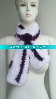 Wholesale Profesional Rabbit Knitting (S-034, White+Violet), Fashion Rex Rabbit Fur Scarf
