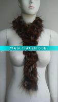 Wholesale Profesional Rabbit Knitting (S-006, Brown+Natrual), Fashion Rex Rabbit Fur Scarf with Raccoon