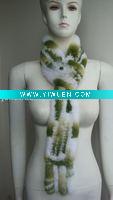 Wholesale Profesional Rabbit Knitting (S-035, White+Green), Fashion Rex Rabbit Fur Scarf