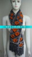 Wholesale Profesional Rabbit Knitting (S-048, Black Snowtop+Orange), Fashion Rex Rabbit Fur Scarf