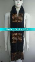 Wholesale Profesional Mink Tail Knitting (S-065, Black+Golden) Fashion Mink Fur Scarf