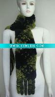 Wholesale Profesional Rabbit Knitting (S-056, Black+Green), Fashion Rex Rabbit Fur Scarf