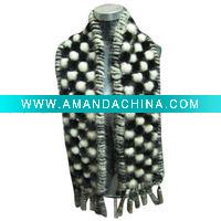 Wholesale fashion knitted mink fur scarf/shawl