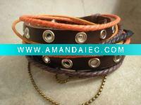 Wholesale leather bracelet|Tibet silver bracelet