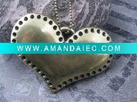 Wholesale CCB(ABS) heart charm pendant archaic clour 100pcs M.O.Q