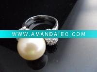 pearl bright silver ring