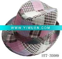 Wholesale 100% polyester checked trilby hat